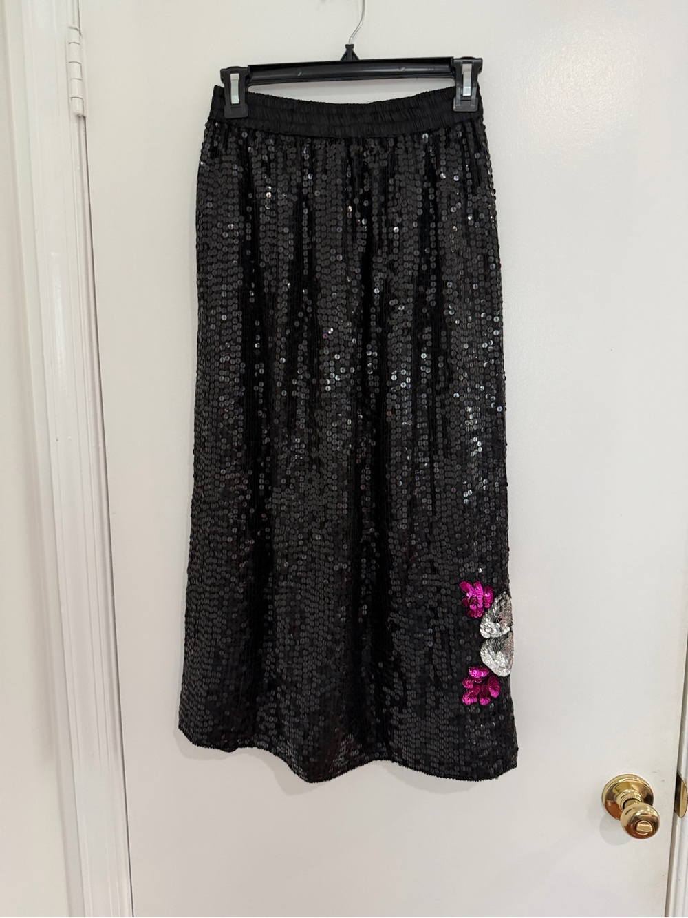 Silk Sequin Embellished Skirt Romantic Large Parisian Luxe Y2K Party Cocktail